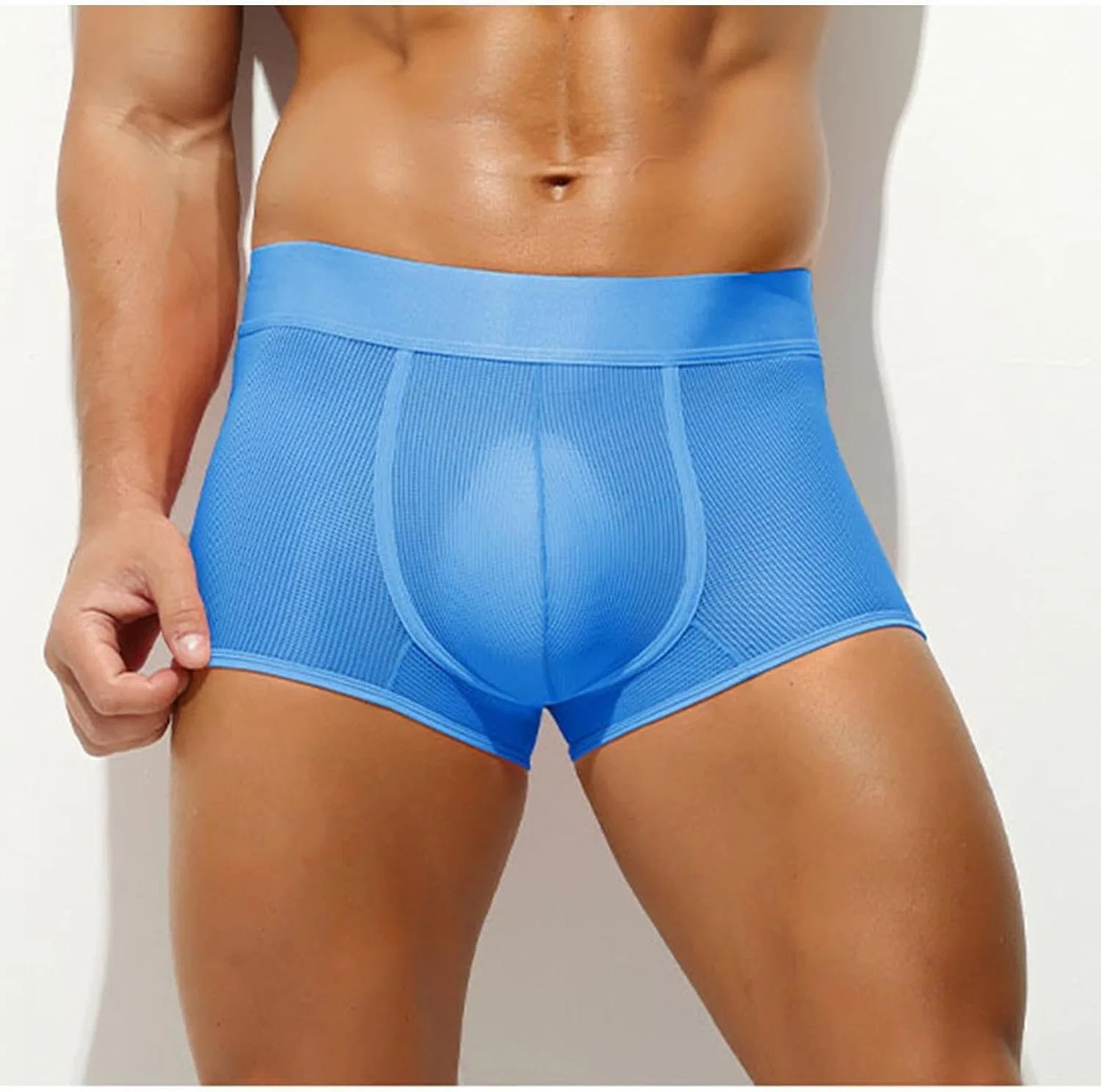 Трусы боксеры полупрозрачные Men's Stretch Boxer Briefs, Sky Blue — фото 3