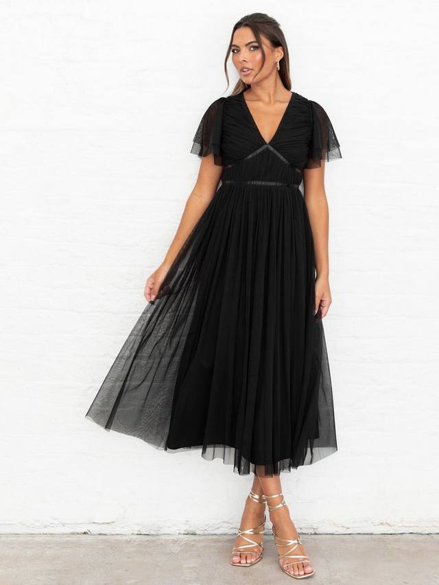 

Тюлевое миди-платье с отделкой лентами Anaya With Love, Black