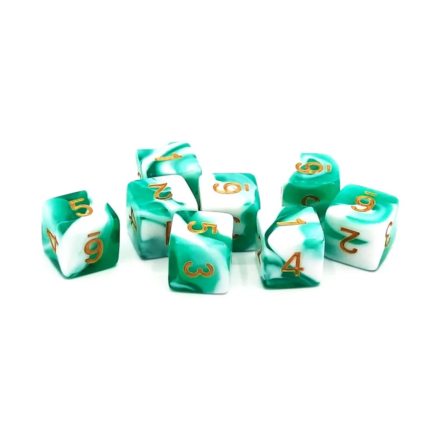 

Набор d6 — голубой и белый с золотом (8), Acrylic-Resin Dice - Vorpal (d6s)