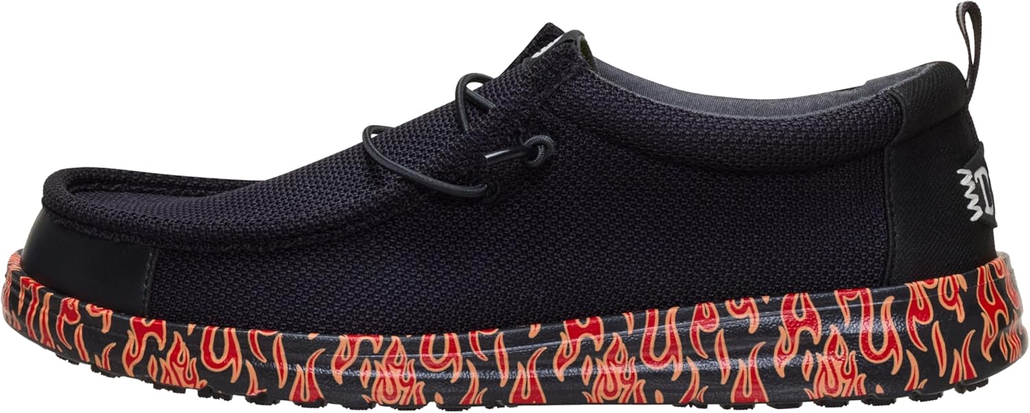 

Мужские слипоны HEYDUDE Wally Work CE, Легкая сертифицированная рабочая обувь CE, Водоотталкивающая и противоскользящая подошва, черный/красный