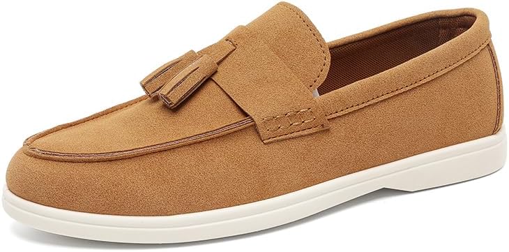 

Мужские повседневные замшевые лоферы с кисточками, обувь без шнурков с белой подошвой, доступна в коричневом, бежевом и рыжем цветах Generic