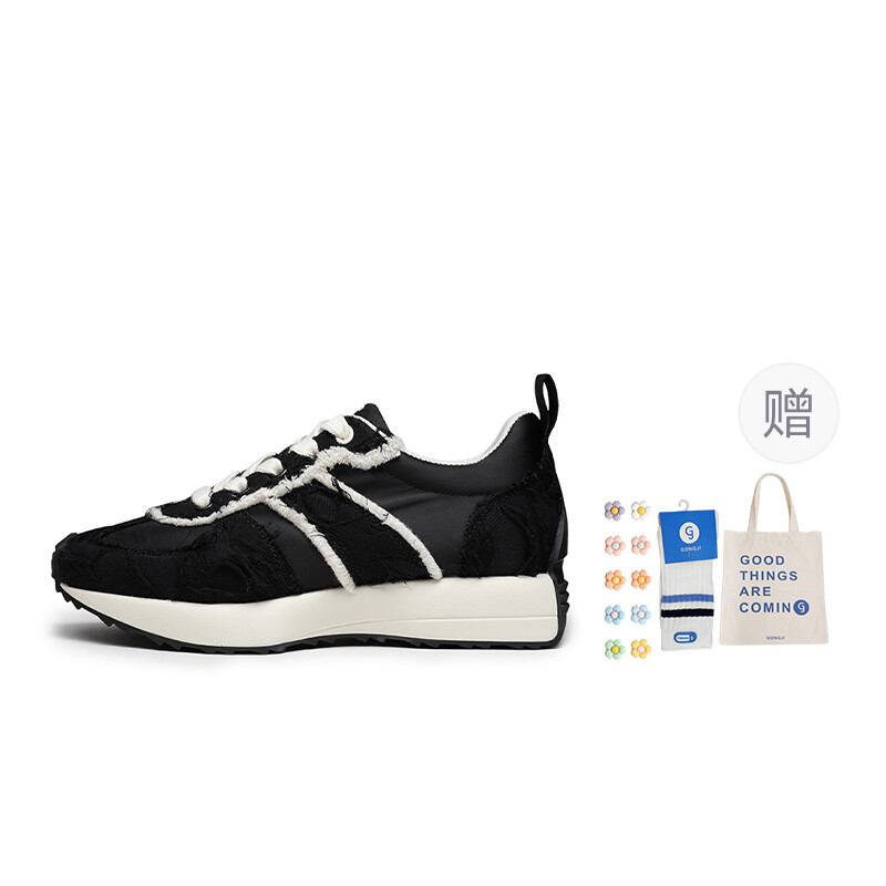 

Кроссовки женские Lifestyle Mid-Top черного/белого цвета Gongji