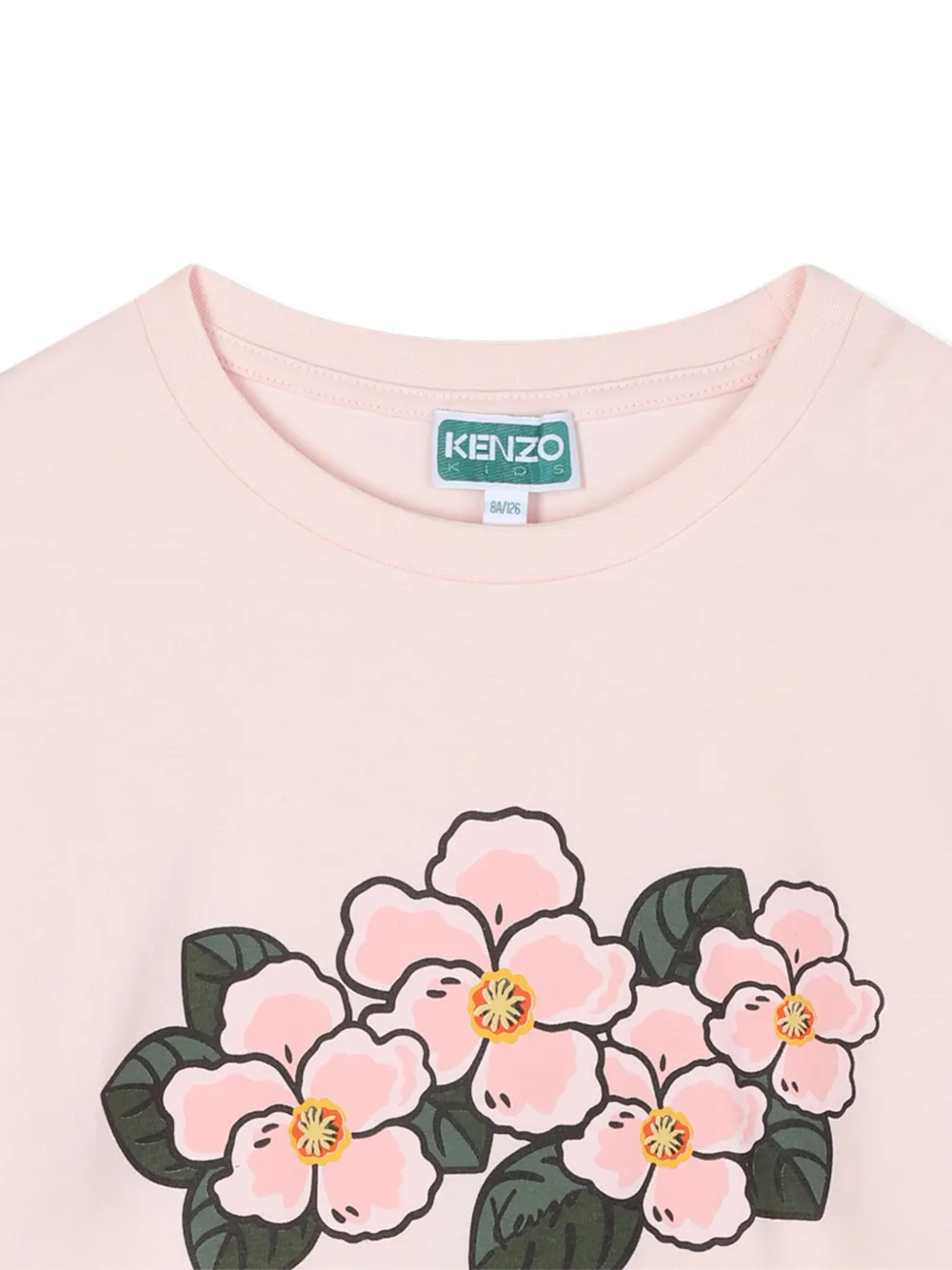 Футболка с длинными рукавами и цветочным принтом Kenzo Kids, розовый — фото 3