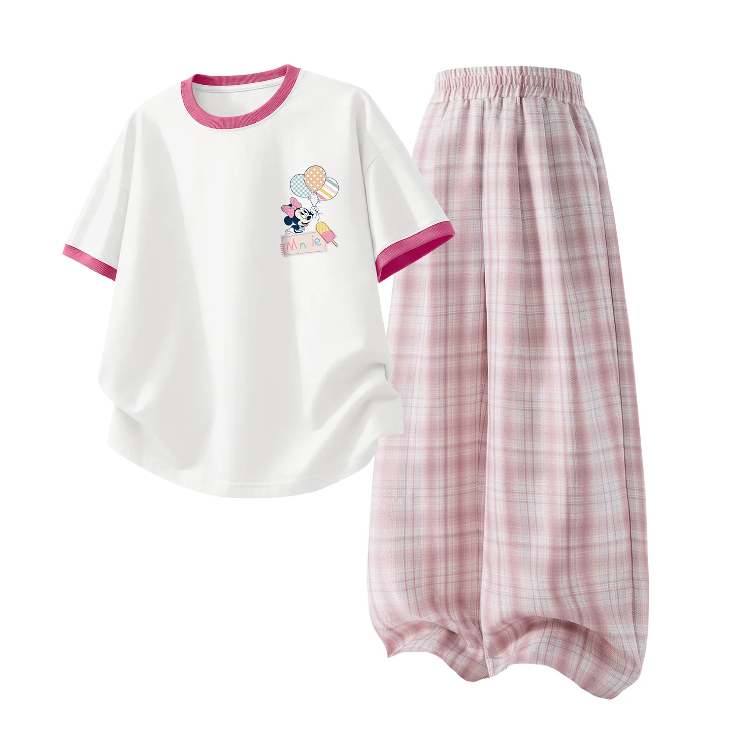Детский спортивный комплект Casual Sportswear из 2 предметов Disney, Dihenei White Red+Solid Color Quartz Pink — фото 4