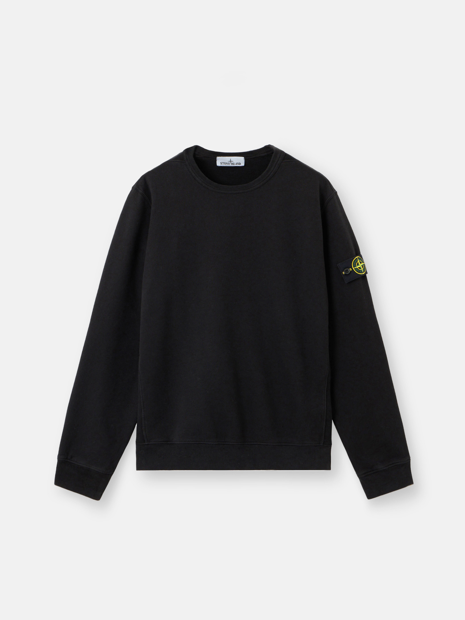 

Толстовка прямого кроя с круглым вырезом и ребристыми вставками Stone Island 6100028 BRUSHED ORGANIC COTTON FLEECE, черный