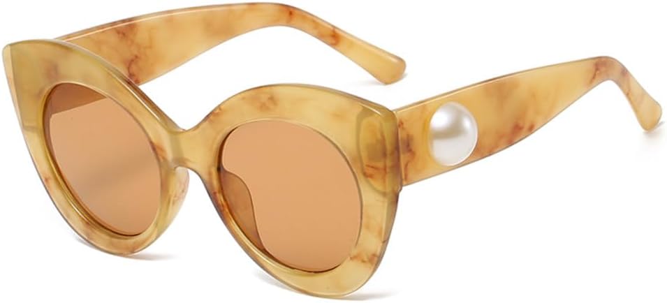 

Модные солнцезащитные очки «кошачий глаз» для женщин и мужчин, линзы из поликарбоната, оправа с жемчужной отделкой, роскошные винтажные солнцезащитные очки с защитой от УФ-излучения UV400 generic, C2