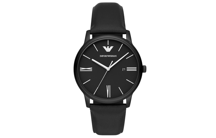 

EMPORIO ARMANI Часы Wrist Watch Quartz Movement Leather Strap 42mm Black Dial Men's Watch, Black Dial