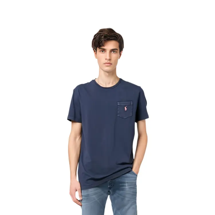 Поло Пони вышитая футболка Polo Ralph Lauren, Синяя — фото 4