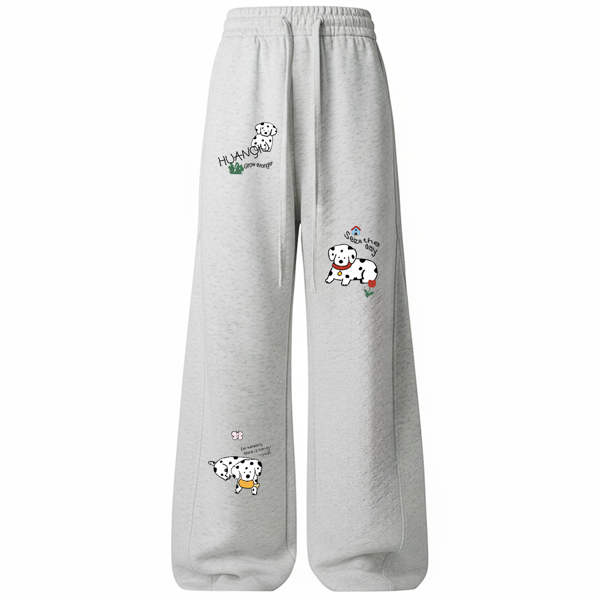 

Повседневные брюки Unisex утепленные широкие HUANQIU, белый heather серый