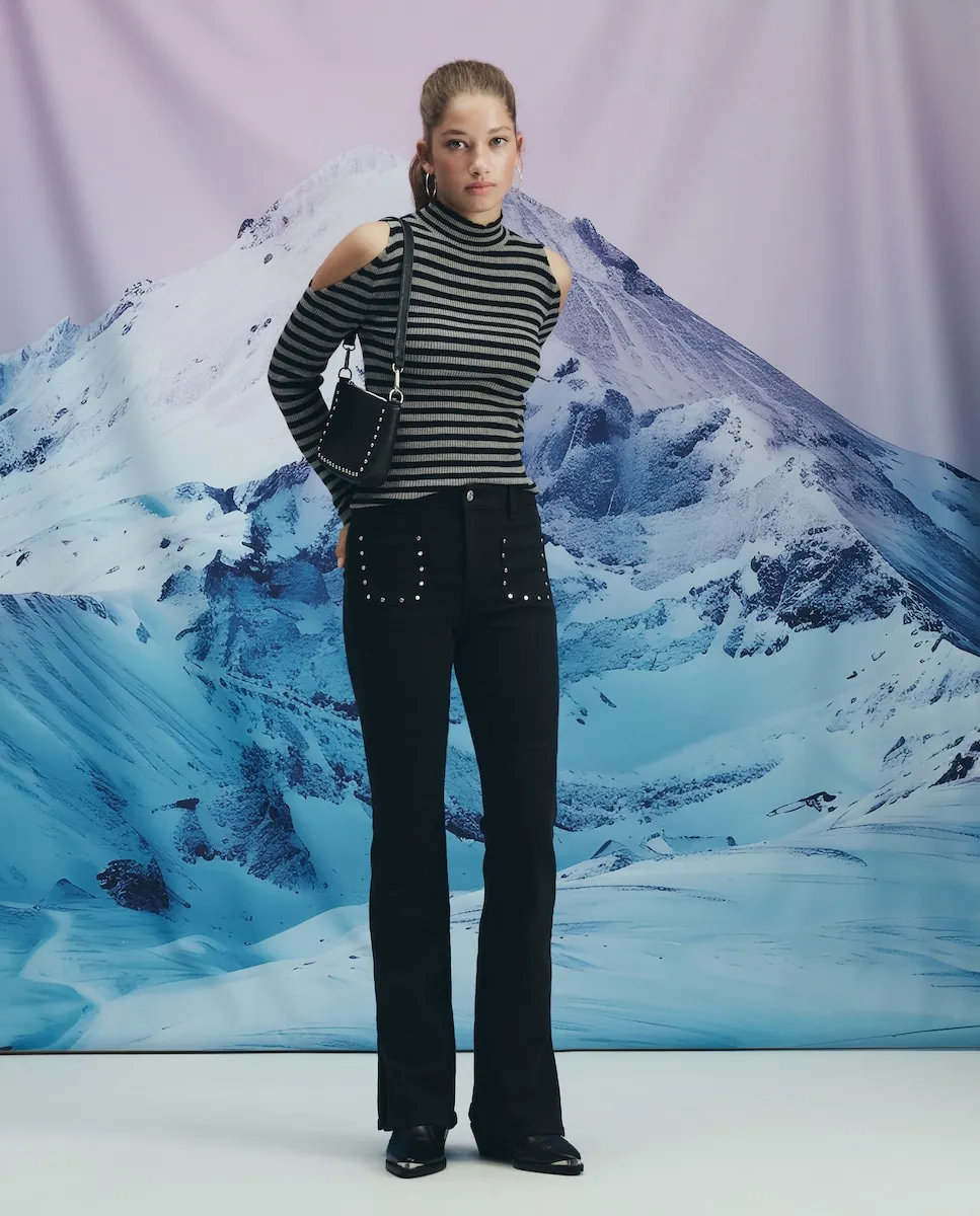 

Женский полосатый джемпер с вырезами Green Coast, черный