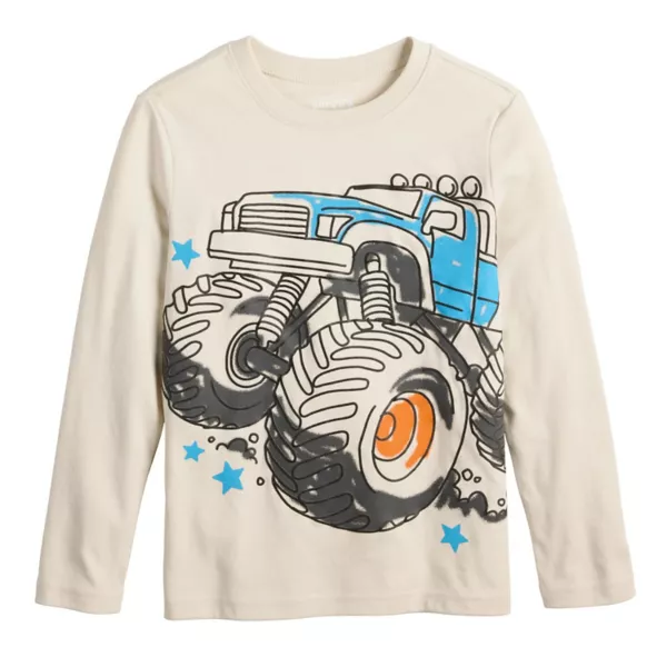

Футболка с длинным рукавом и принтом для мальчиков 4-12 лет Jumping Beans, цвет beige monster truck