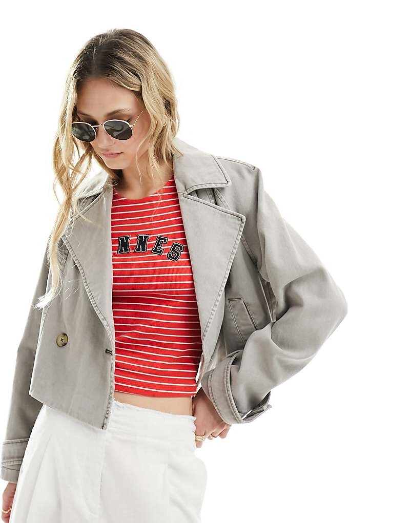 

ASOS DESIGN – Короткий тренч бежевого цвета с эффектом потертости