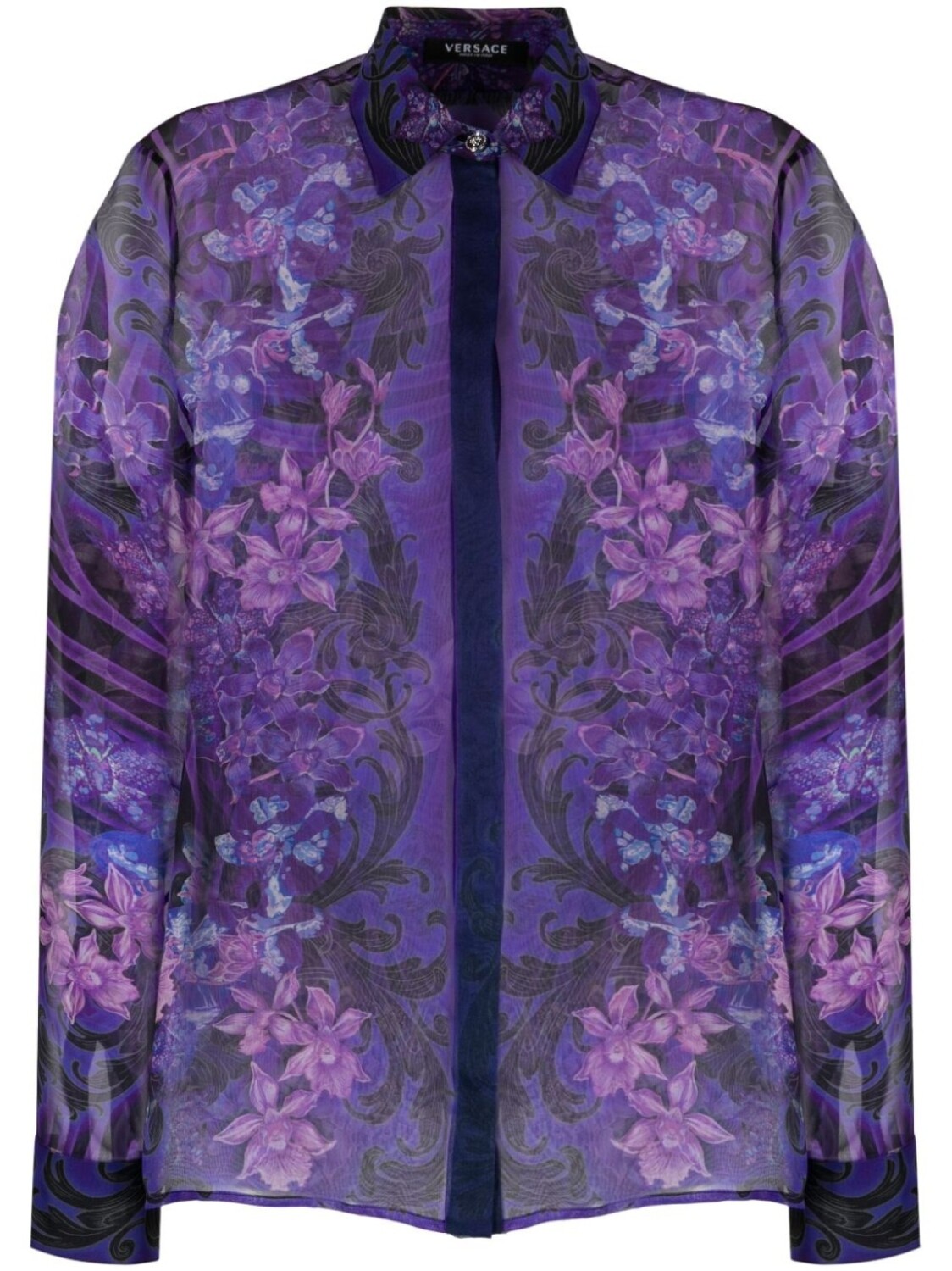 

Versace шифоновая рубашка с узором, черный