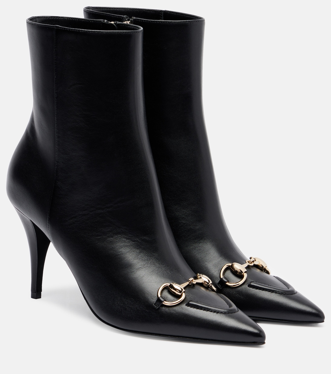 Кожаные ботильоны Erin Horsebit Gucci, Nero