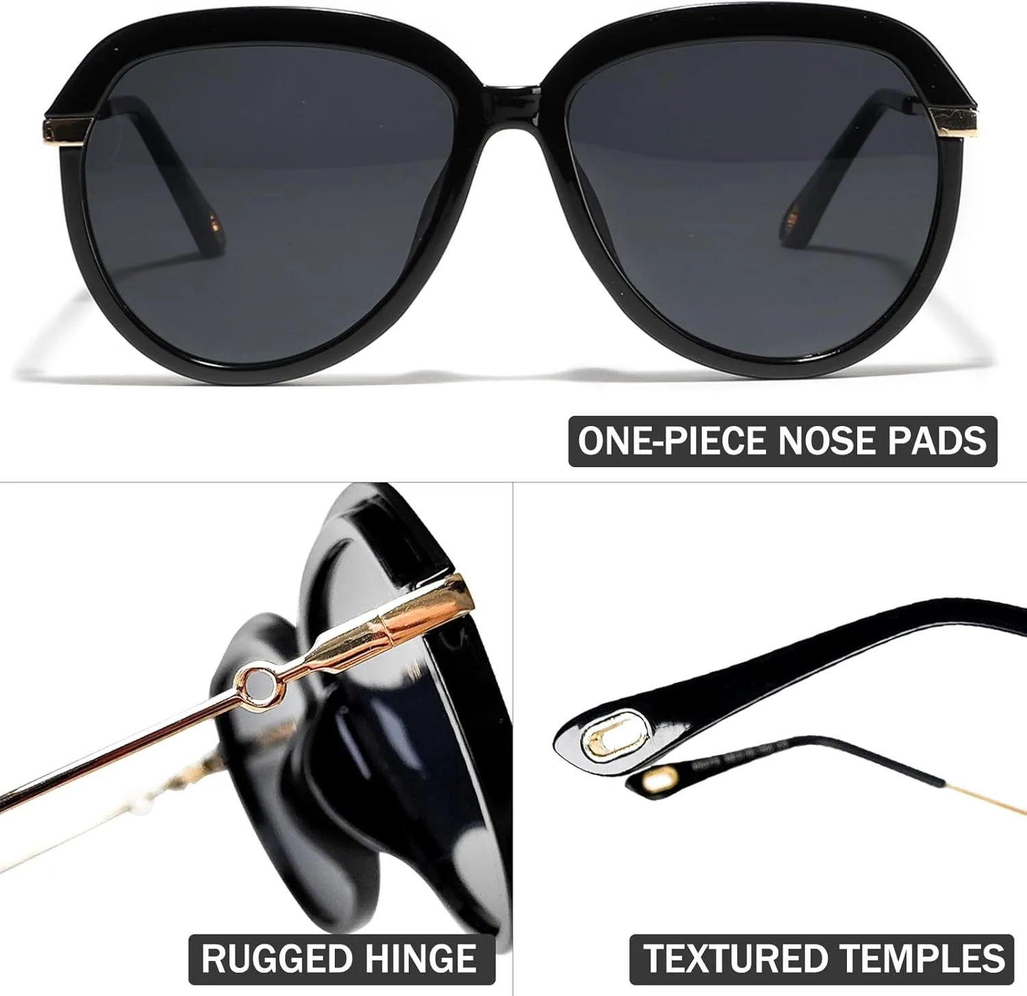 

Крупные овальные солнцезащитные очки для женщин, модные очки-пилот с круглыми металлическими дужками, тонированные, с защитой от УФ-излучения UV400 TIGA VINTA, 3