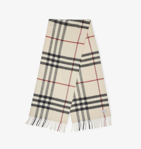 

Кашемировый шарф с бахромой и принтом в клетку Burberry, серый