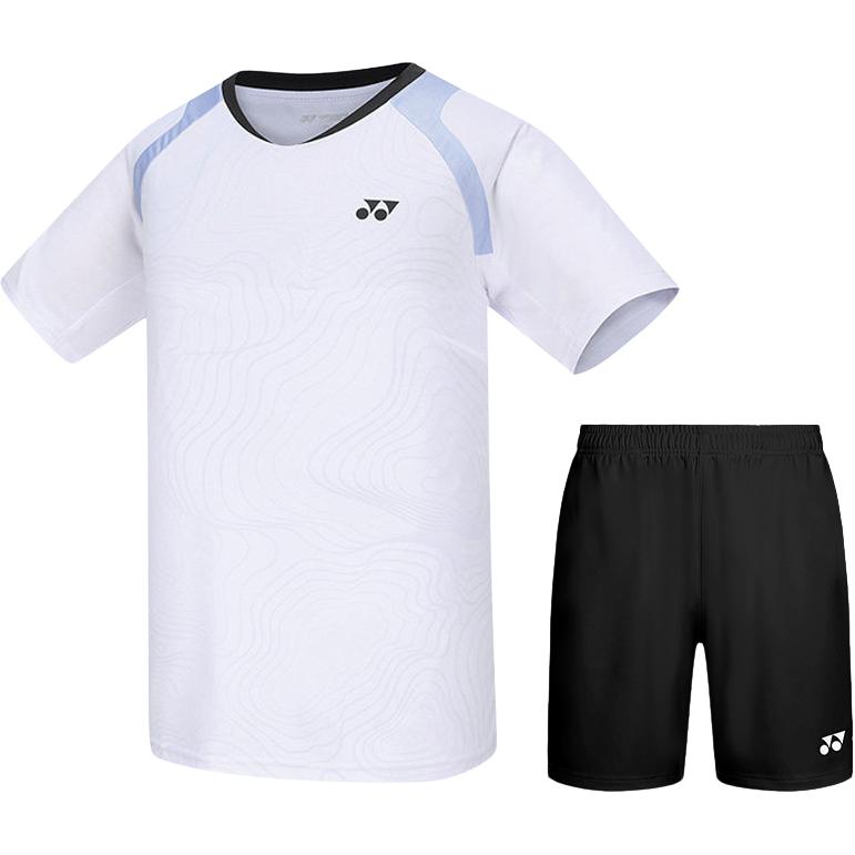 

Повседневная спортивная одежда для мужчин Moderate YONEX, белый top+черный shorts