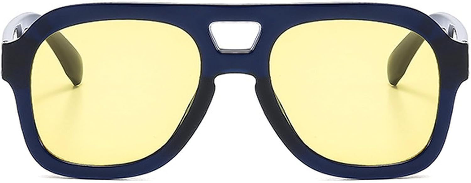 

Винтажные солнцезащитные очки-пилот с двойной перемычкой, для женщин и мужчин, квадратная толстая оправа, модные, увеличенного размера, в стиле 70-х, солнцезащитные очки UV400 mincl, C5