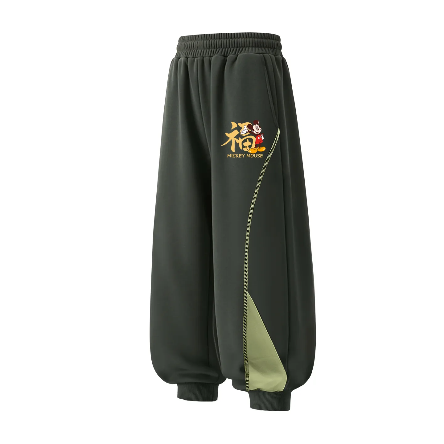 Детские вязаные спортивные штаны утепленные Disney, [Thickened and Fleece-Lined]De Fu to Qi Celadon
