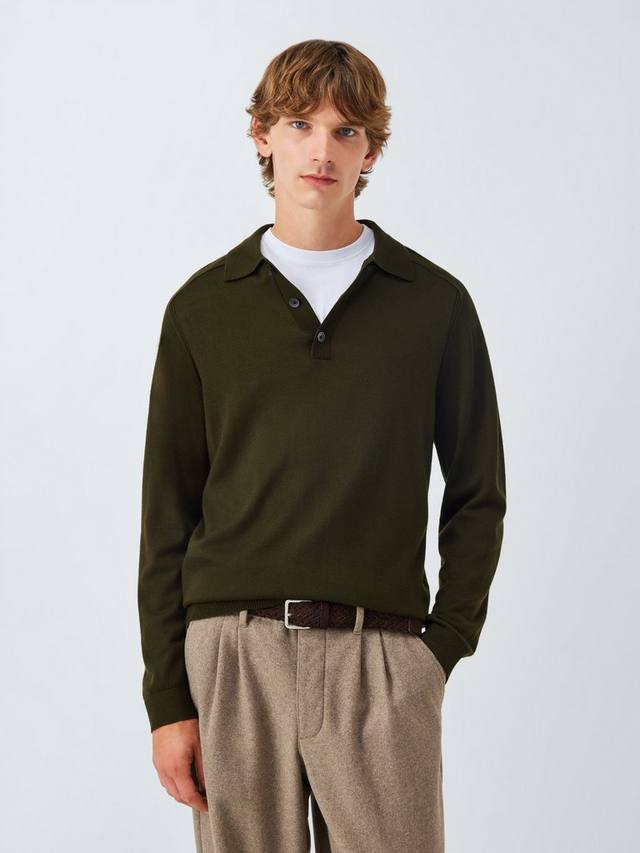

Поло из мериносовой шерсти John Lewis, Army Green