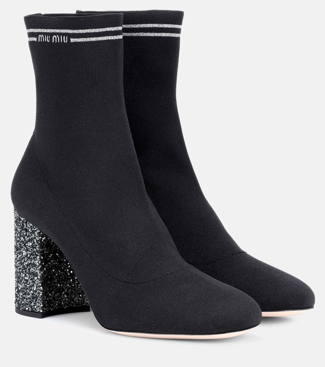 Эластичные ботинки до щиколотки Miu Miu, Nero+Cromo