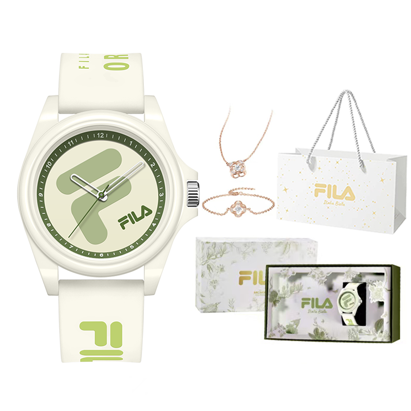 

FILA Часы Miracle Flower Collection кварцевый механизм ремешок из силикона бежевый циферблат унисекс подарочная коробка First Encounter