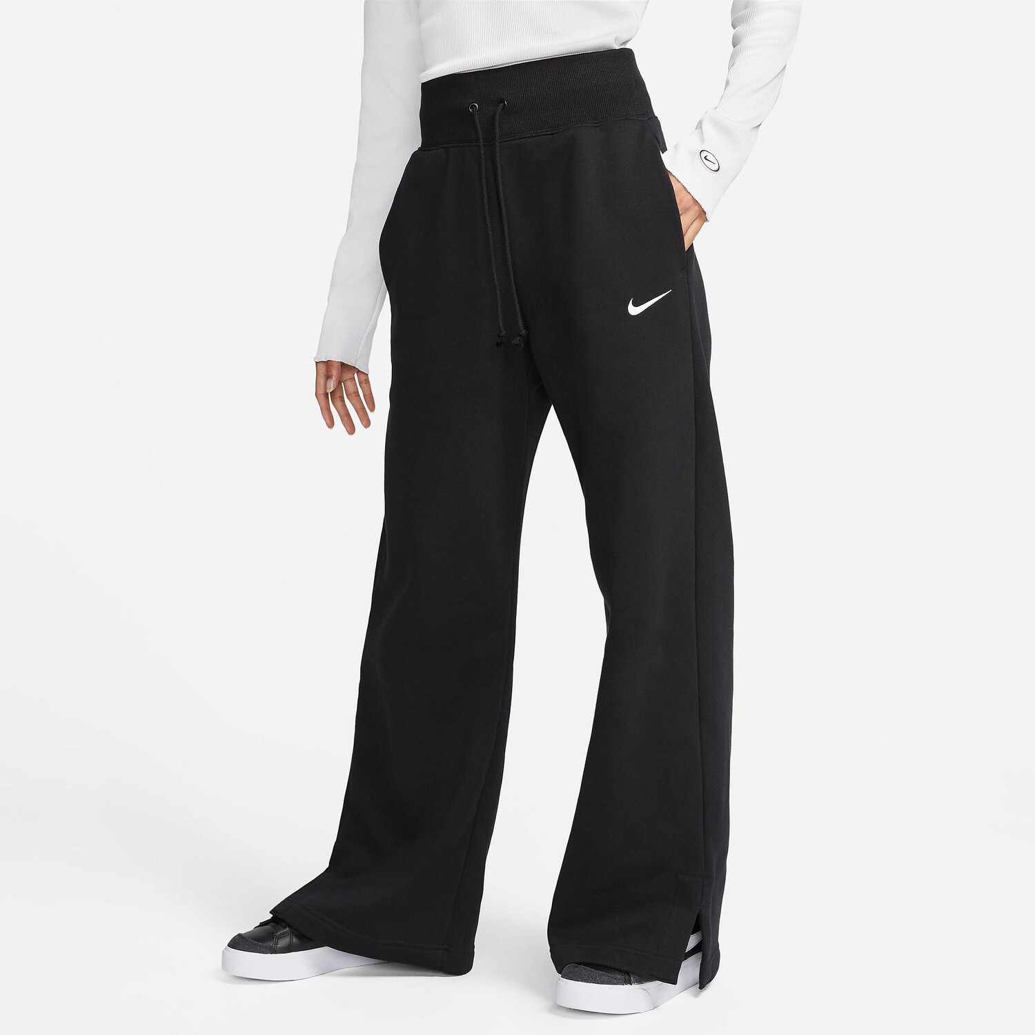 

Женские флисовые спортивные штаны Nike Sportswear Phoenix с высокой талией и широкими штанинами, черный
