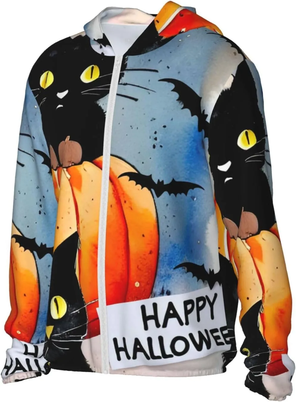 Толстовка с капюшоном Halloween Cats, защита от солнца, легкая, с длинным рукавом — фото 3