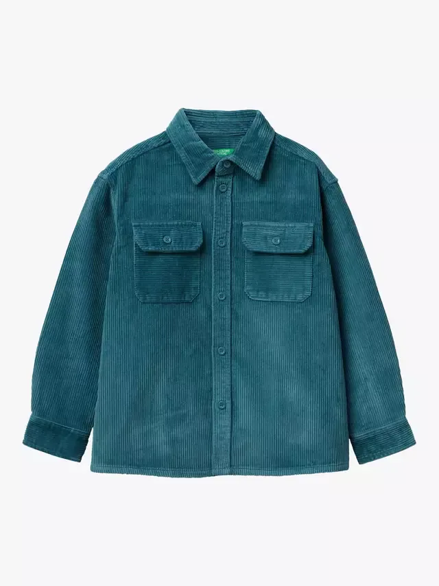 Детская объемная бархатная рубашка, зеленая Benetton