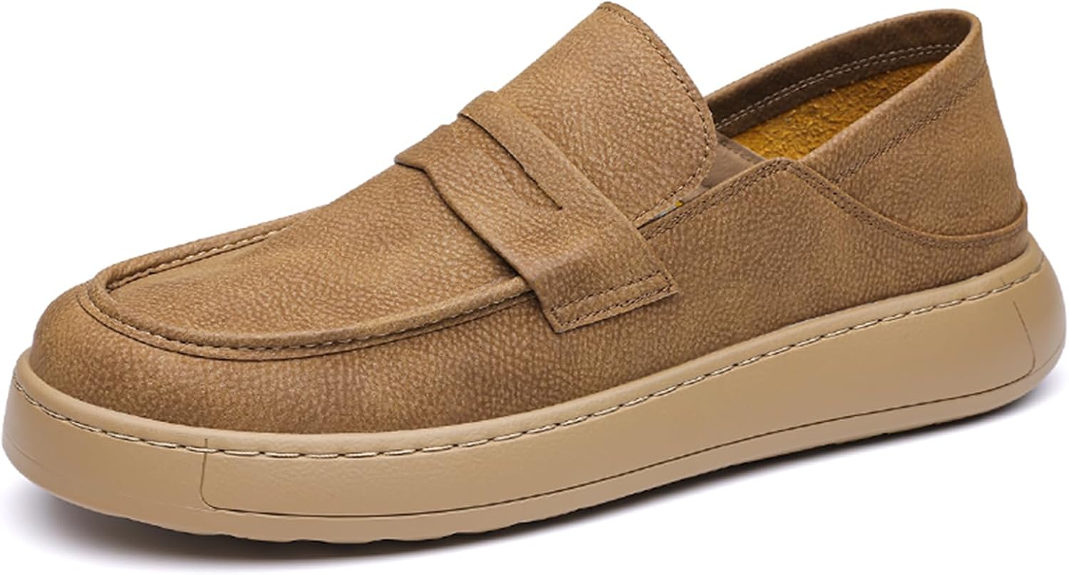

Мужские удобные классические лоферы с пенни из кожи, кроссовки, повседневная обувь без шнурков, деловые туфли для офиса, ежедневной ходьбы, прогулок и вождения Abborora, хаки