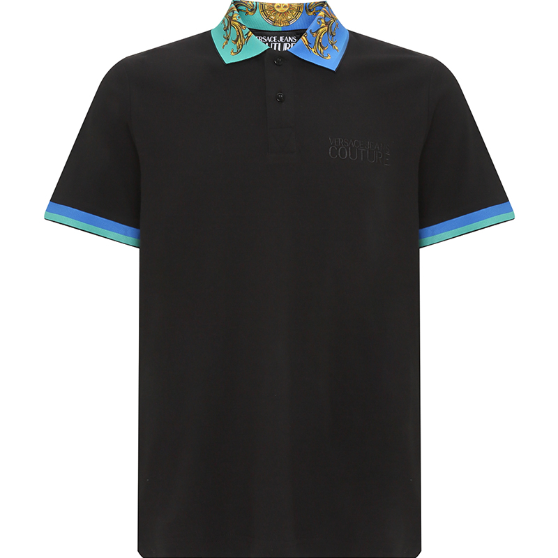 

VERSACE JEANS COUTURE Поло SS22 мужское черное, Черный, VERSACE JEANS COUTURE Поло SS22 мужское черное