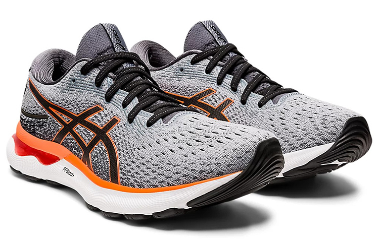 ASICS Гель Нимбус 24 Листовой Камень Серый Шокирующий Оранжевый — фото 3