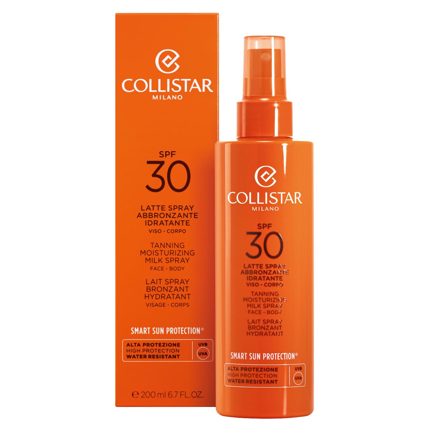 Солнцезащитный крем sun care tanning moisturizing milk spray face-body spf 30 Collistar, объем 200 мл — фото 2