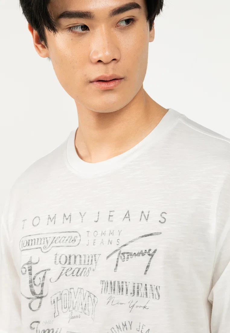 Футболка с принтом, свободный крой, Tommy Jeans Tommy Hilfiger, экрю — фото 3
