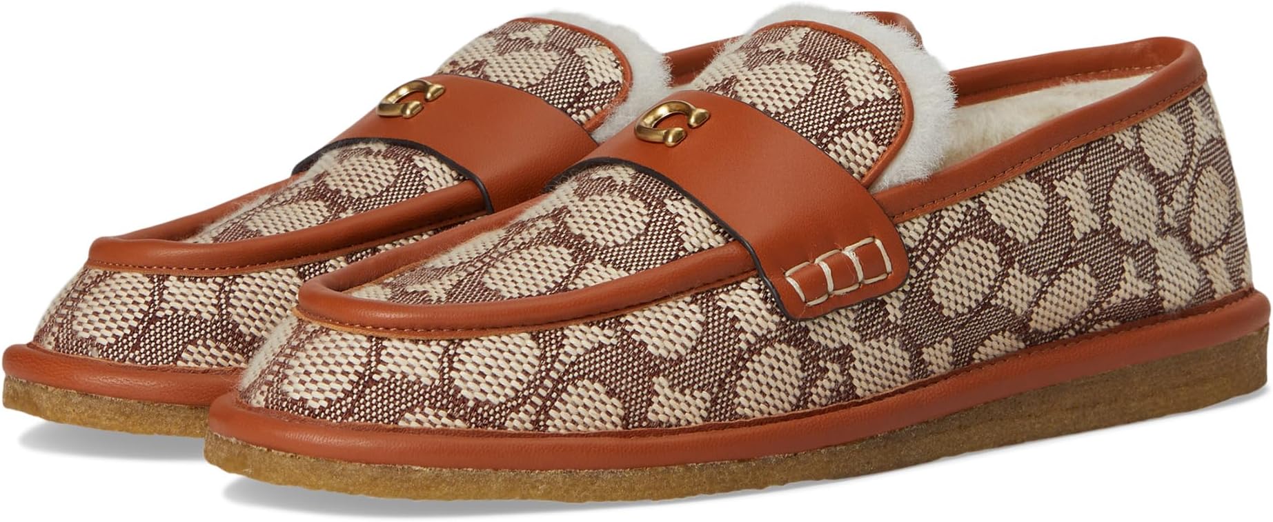 Балетки COACH Forest Signature Textile Jacquard Slipper, цвет Cocoa/Burnished Amber