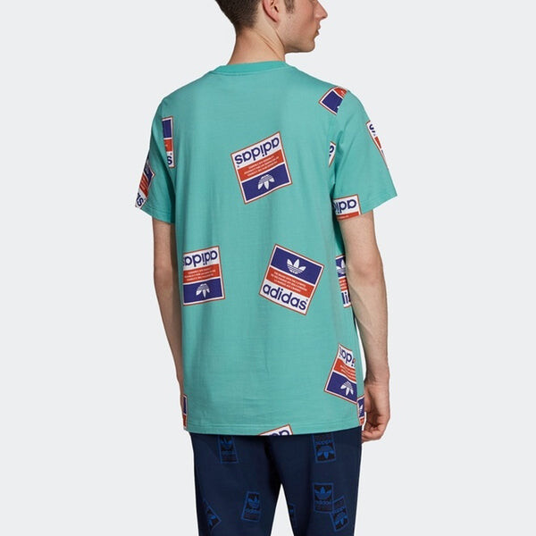 Футболка originals printing round neck short sleeve green Adidas, зеленый — фото 4