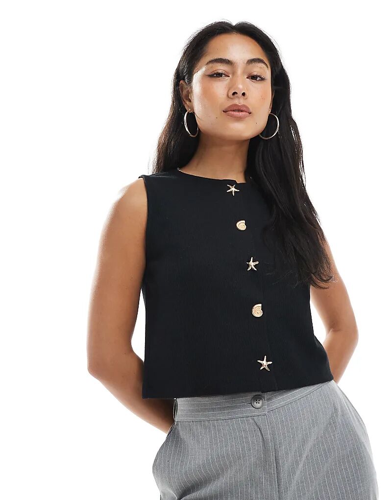 

Жилет Miss Selfridge с металлической отделкой, черный