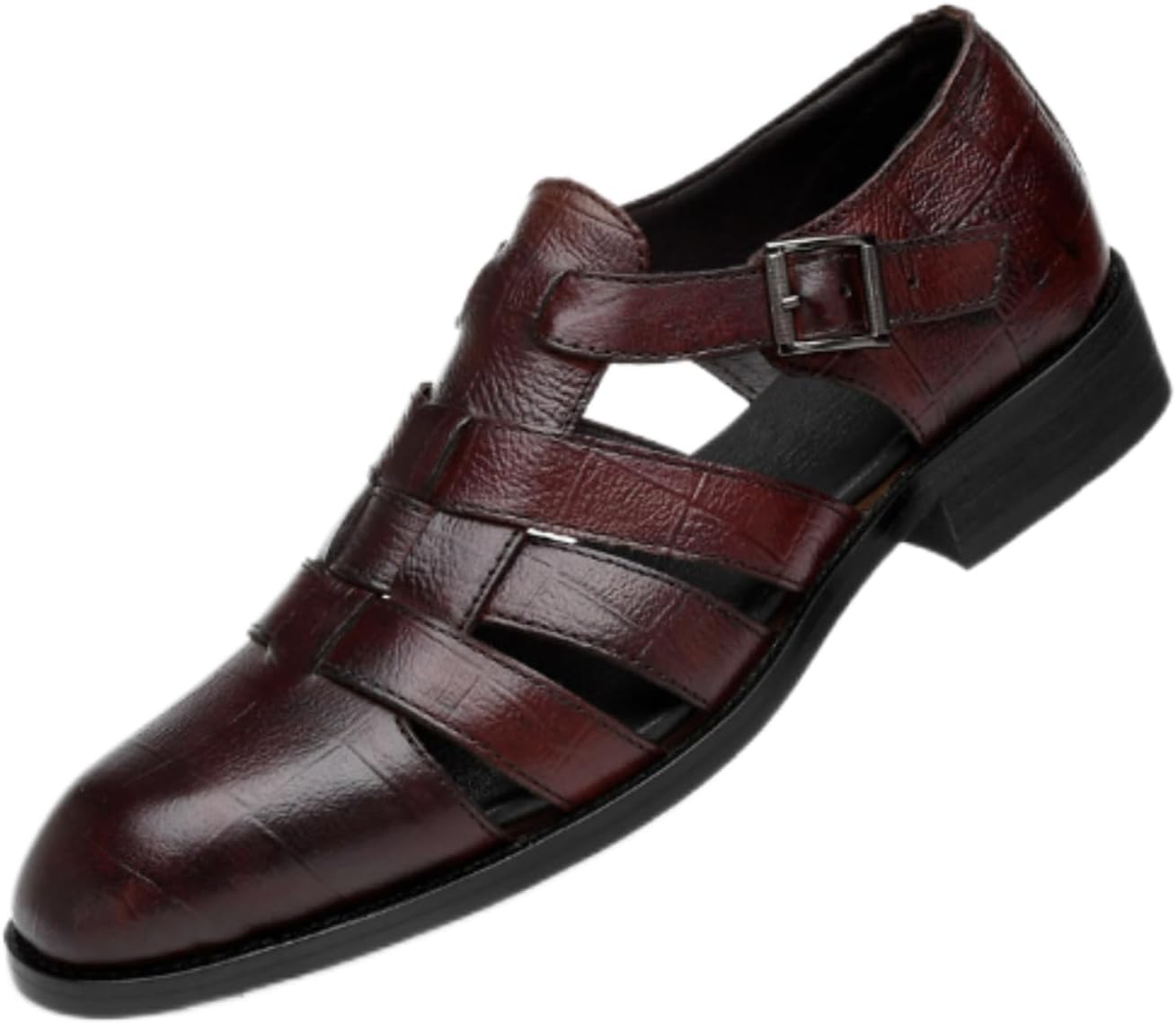 

Мужские сандалии RUMITY с плоской и выдолбленной подошвой, летняя обувь из кожи, имитация кожи PU, мягкие и дышащие сандалии, размеры 38-48, коричневый