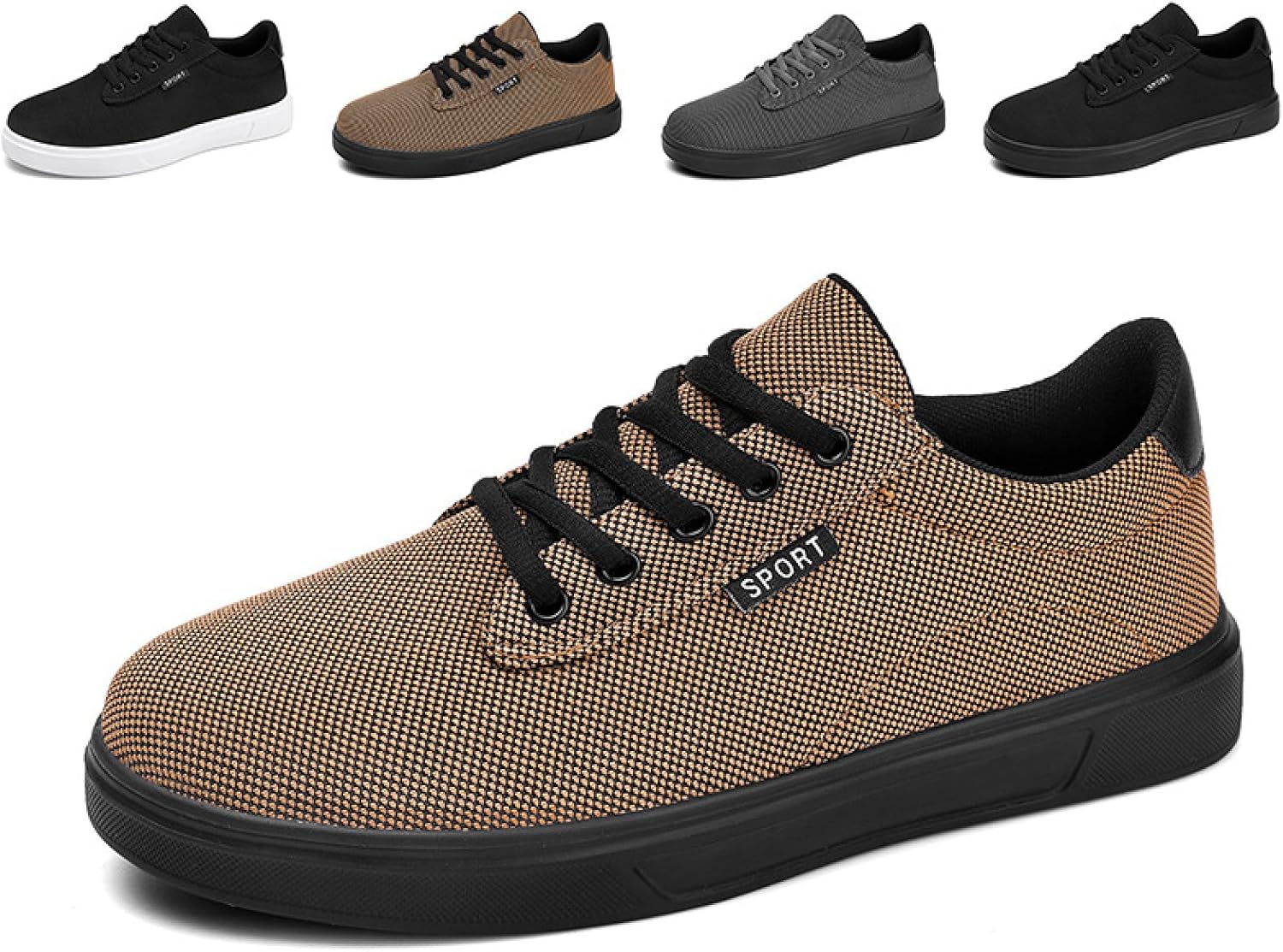 

Мужские повседневные кеды из холщовой ткани с плоской подошвой, комфортные, с круглым носком, мягкой подошвой, трикотажные, на шнуровке, для улицы, дышащие, противоскользящие прогулочные обувь Bhdjk, хаки