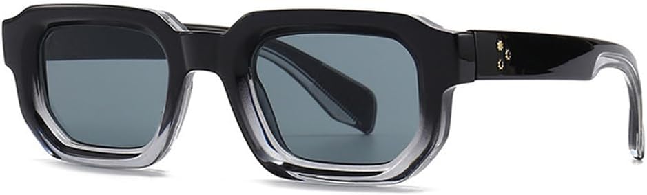 

Модные квадратные солнцезащитные очки с заклепками для женщин, солнцезащитные очки UV400 в стиле ретро с градиентом, солнцезащитные очки для мужчин в стиле панк WNCKSQ, Black Blue Grey