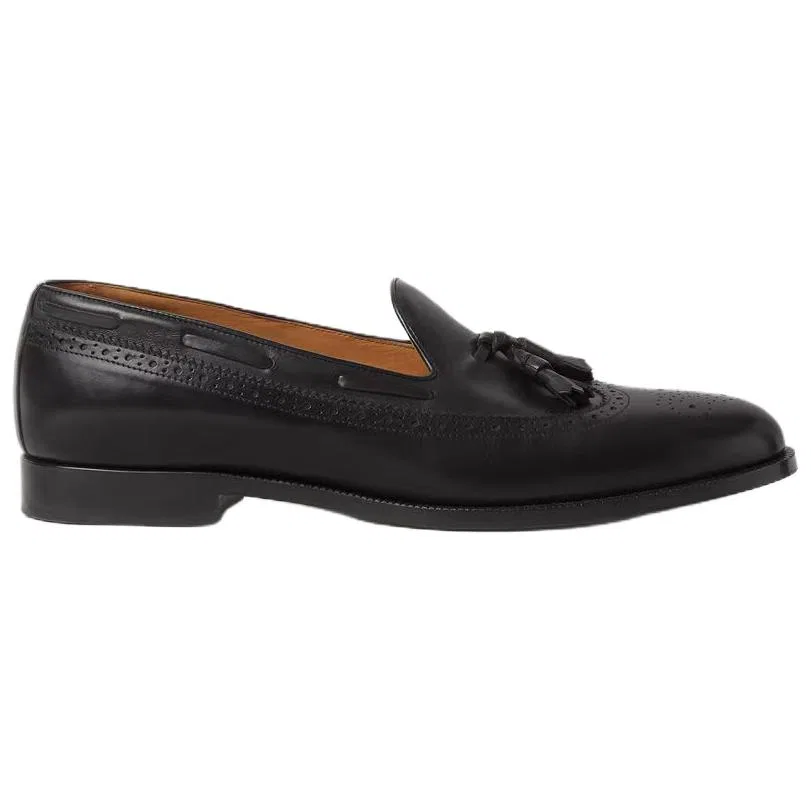Loro Piana Serge Walk Calfskin Casual Leather Shoes Men's Black — фото 3