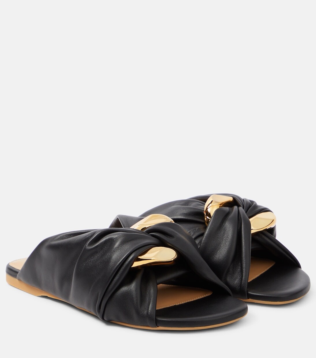 Угловые кожаные шлепанцы Jw Anderson, черный