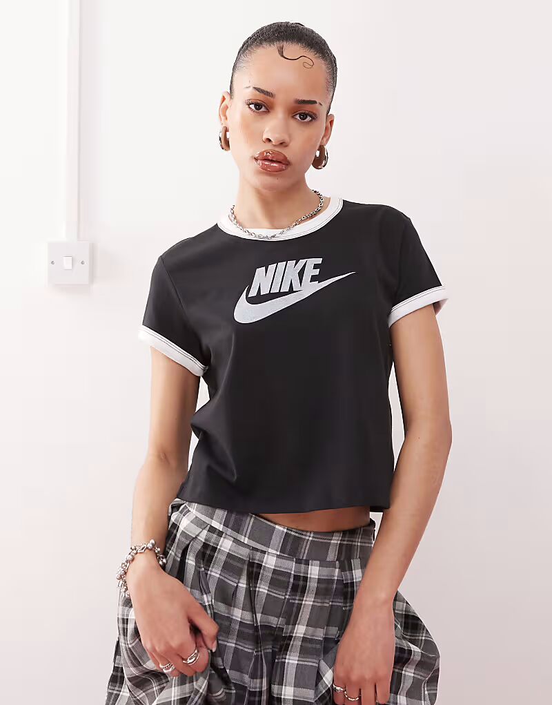 

Детская футболка Nike Ringer Vintage черного и белого цвета