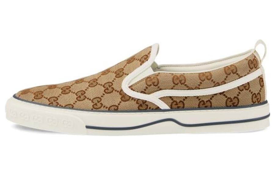 Gucci Tennis 1977 слипоны бежевого цвета черного дерева