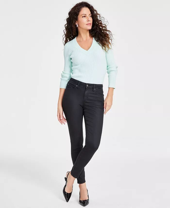 

Женские облегающие джинсы средней посадки с покрытием I.N.C. International Concepts, черный