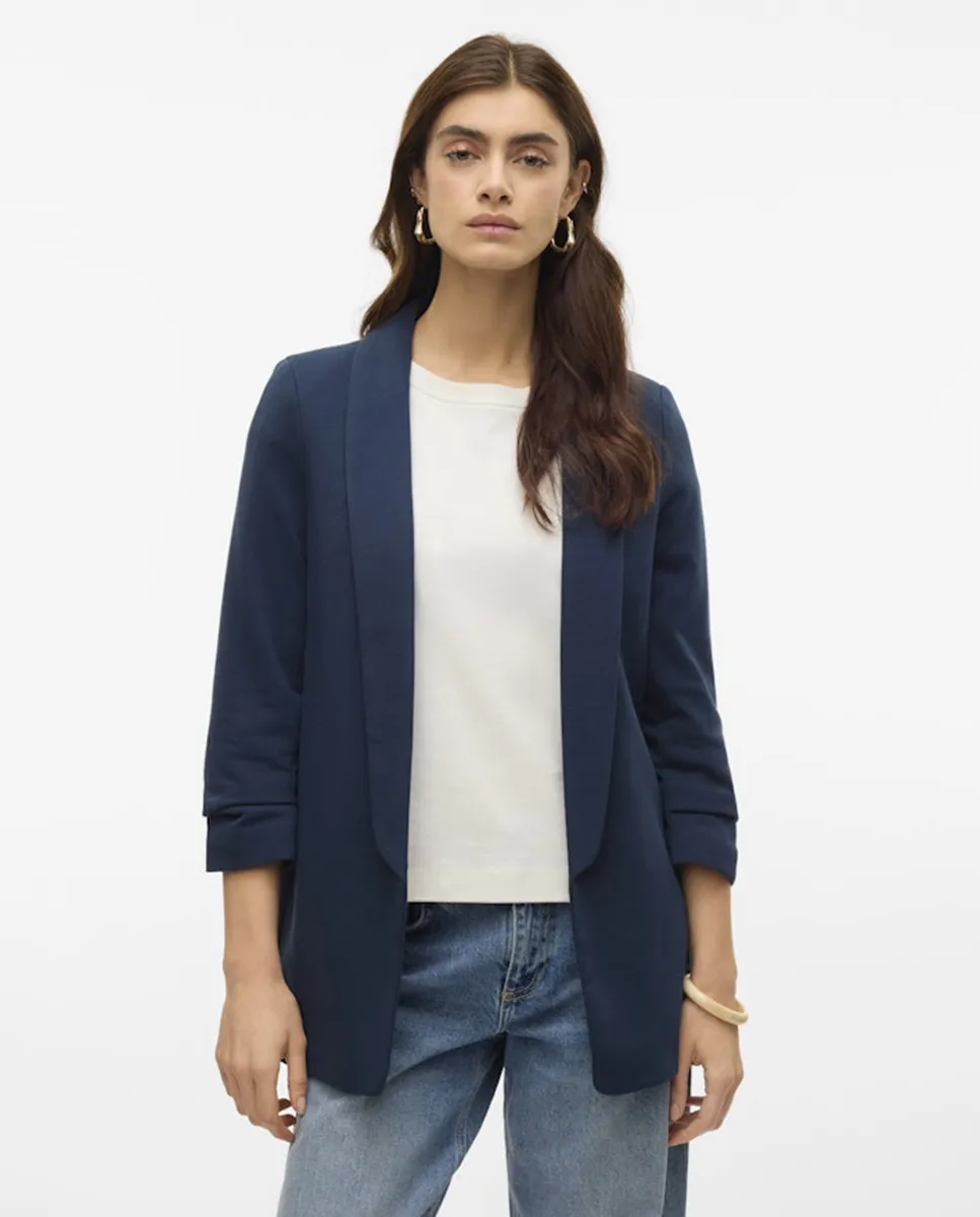 

Женский длинный пиджак без пуговиц Vero Moda, тёмно-синий