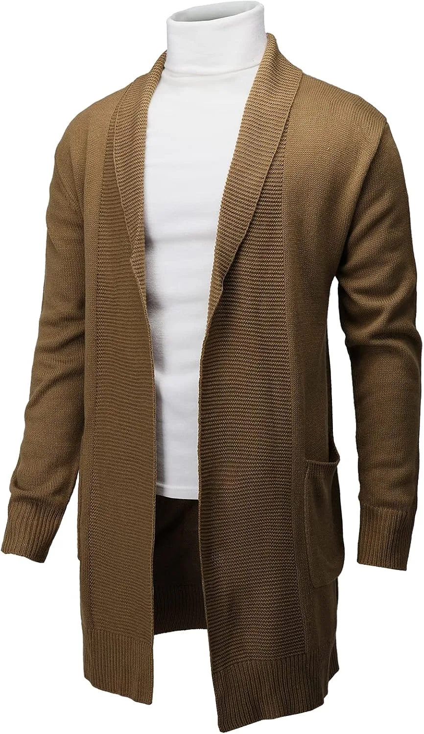 

Мужской кардиган H2H с воротником-шалью и длинным силуэтом