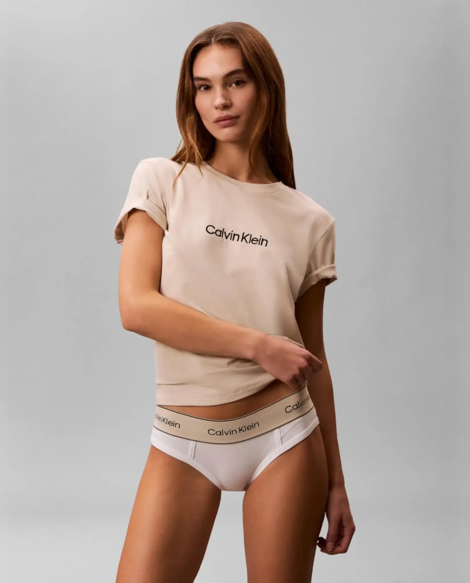 Комплект короткой пижамы из хлопкового поплина Calvin Klein, серый