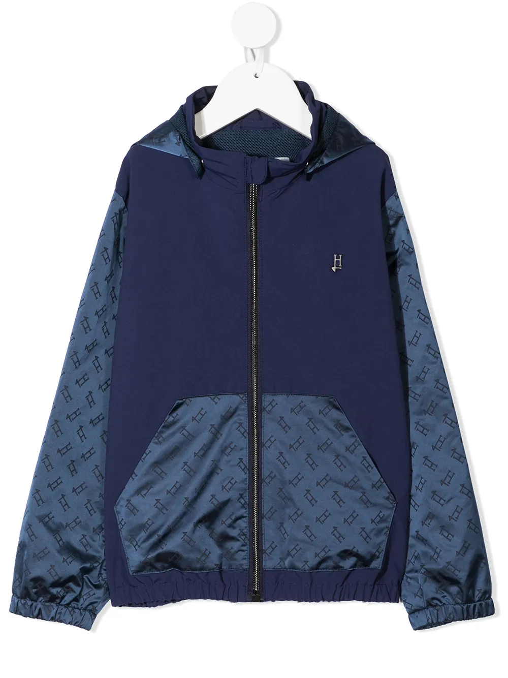 

Куртка на молнии с капюшоном и логотипом Herno Kids, синий