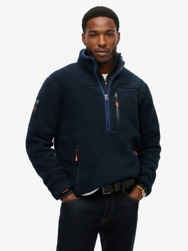 

Открытый флисовый джемпер на молнии наполовину Superdry, цвет Eclipse Navy